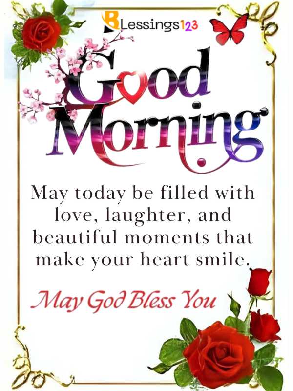 Good morning blessings image with flowers in background