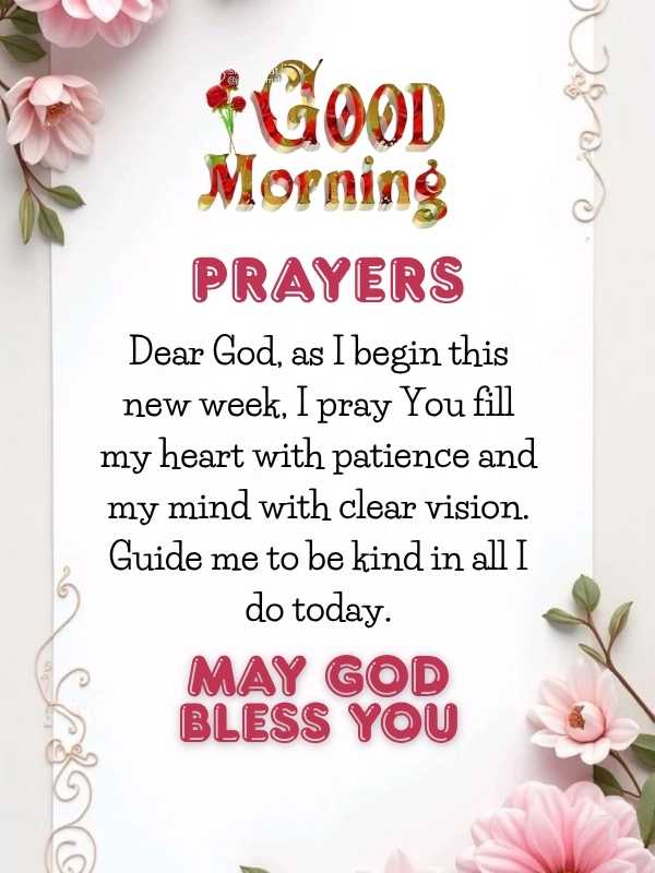 Monday morning prayer with flower frame