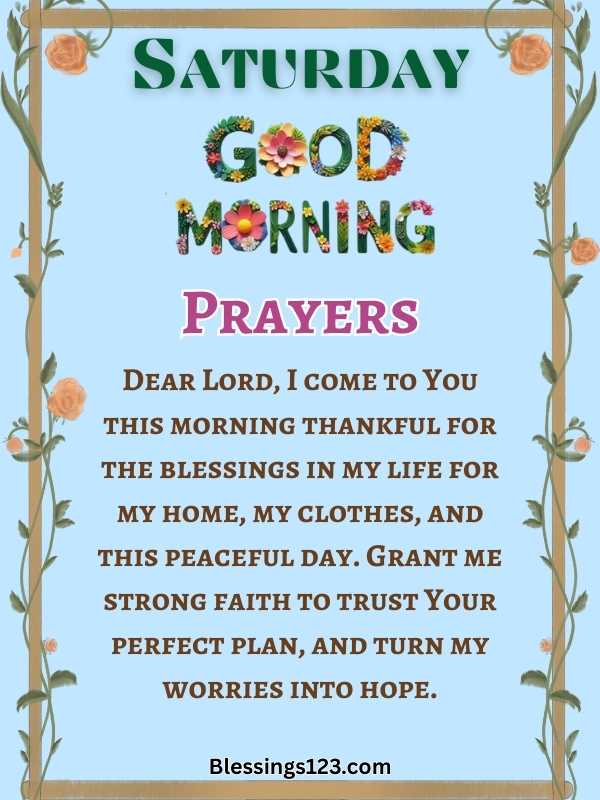 Good morning Saturday prayers
